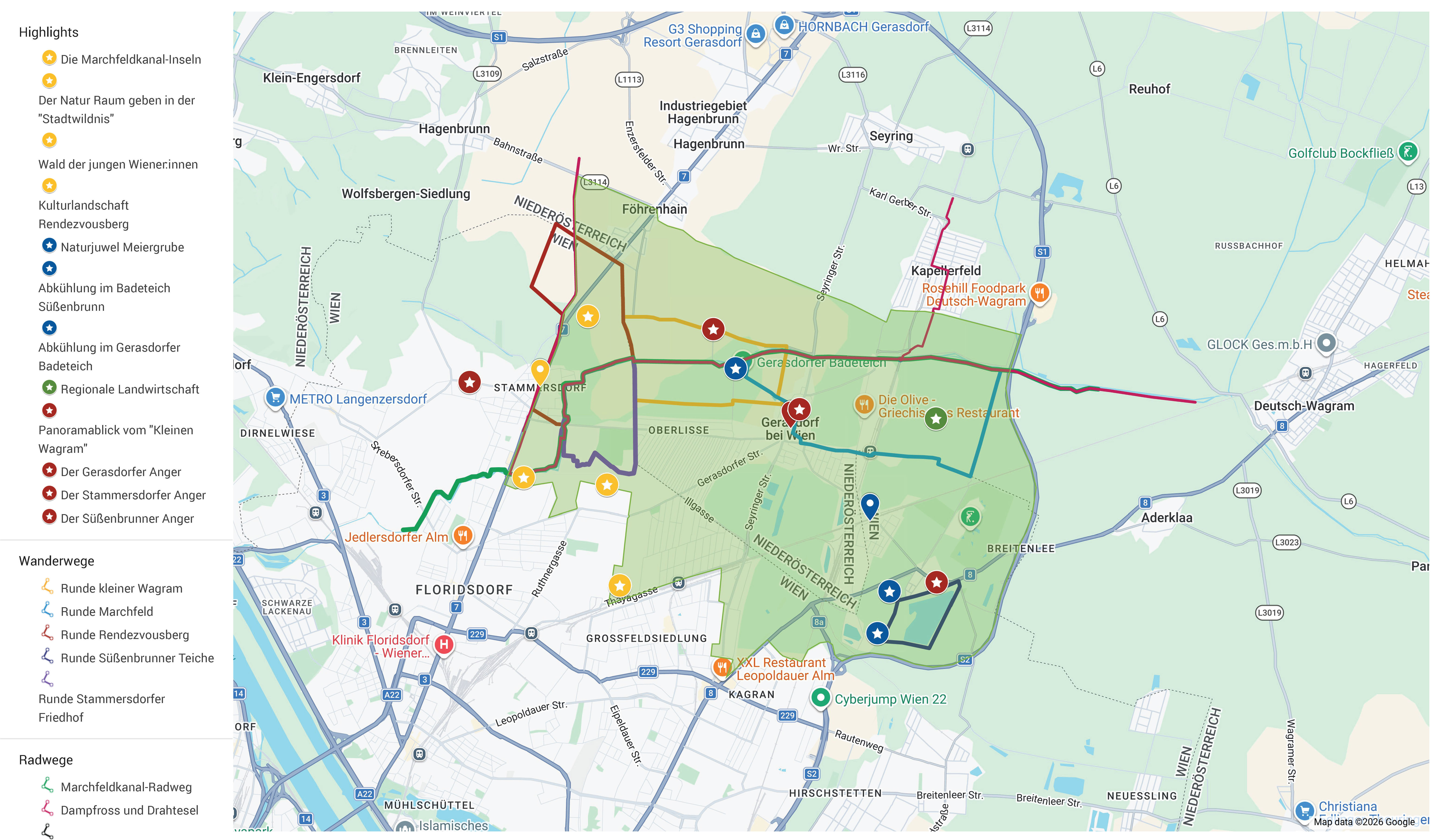 Bild der Karte des Regionalpark DreiAngers 